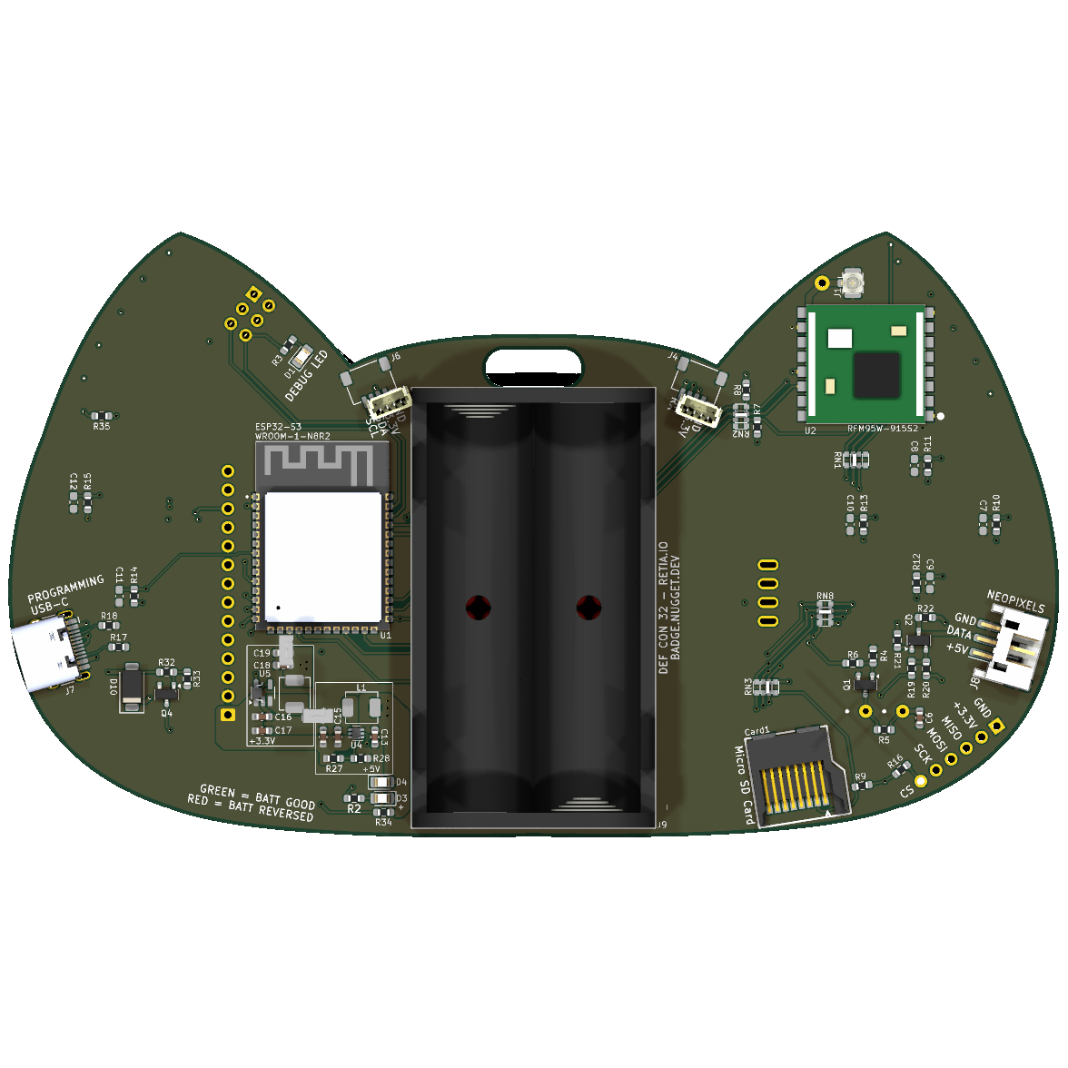 Badge bottom — KiCad render